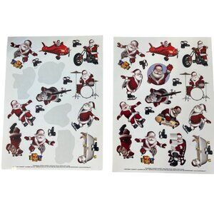 Santa Christmas Scrapbooking Stickers Set 2 Sheets Funny Santa Craft Supply